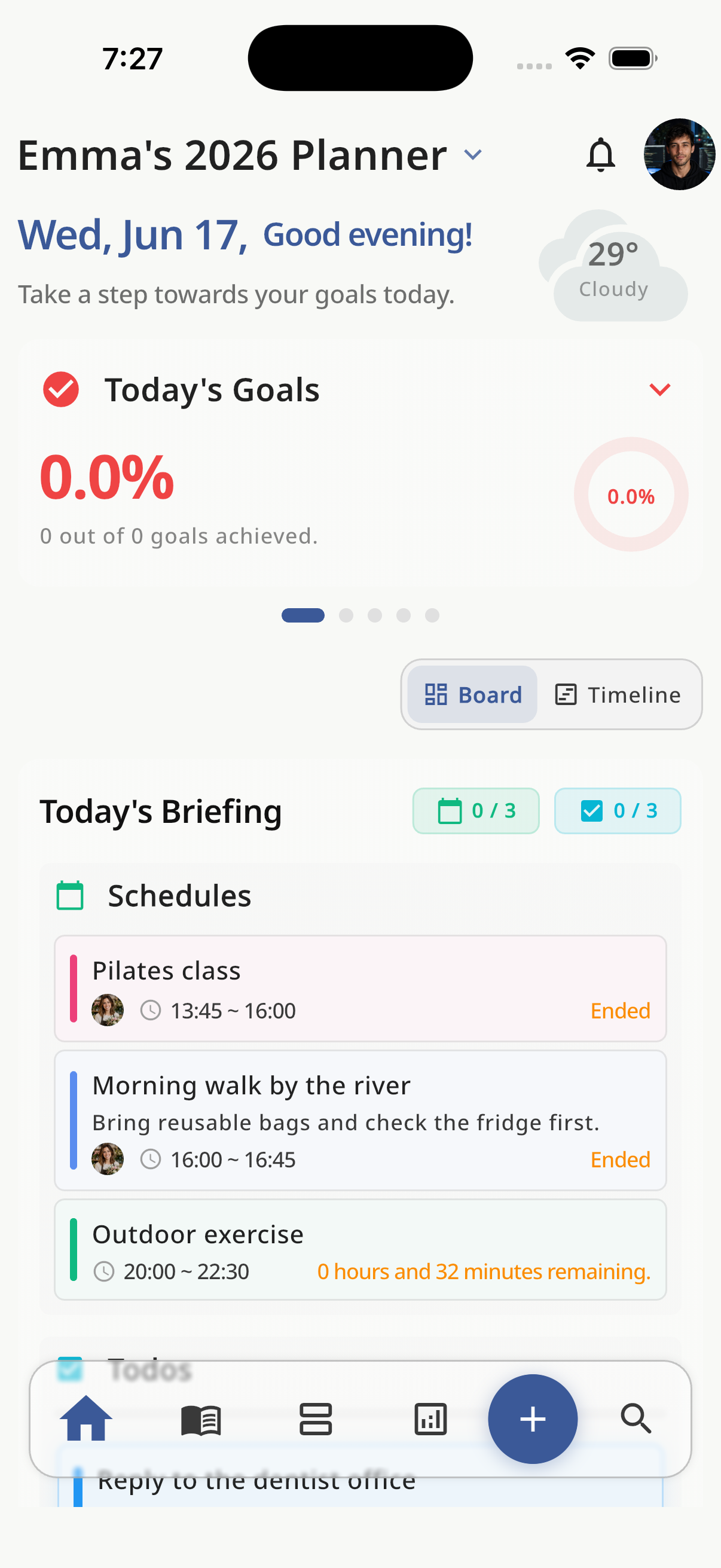 HaruSync shared planner screen for reviewing plans by date